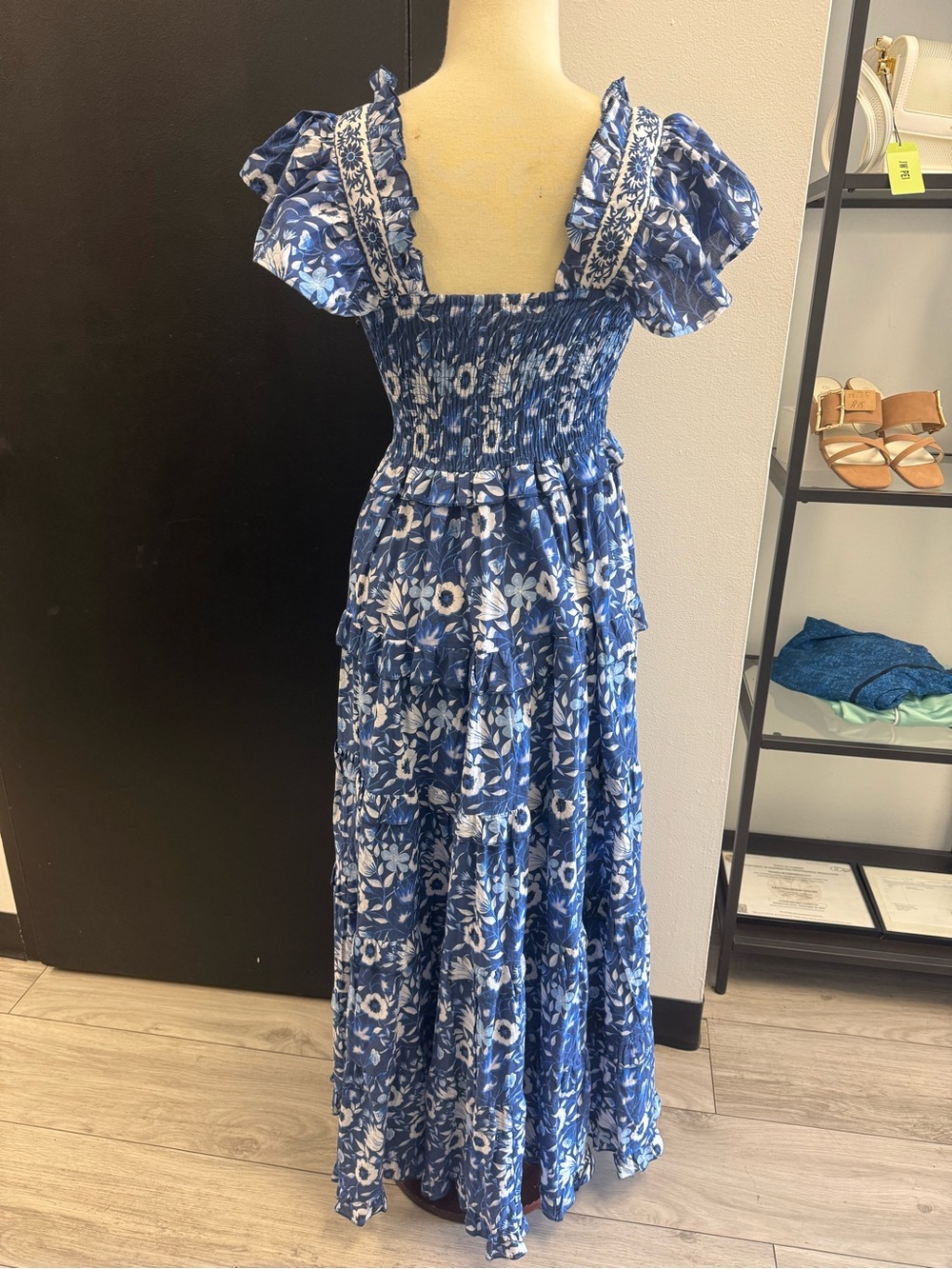 Sohana Blue Floral Smocked Maxi Dress - Picture 2 of 9